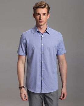 艾里托纯棉商务休闲蓝色条纹短袖衬衫评测 一件值得入手的夏季通勤单品